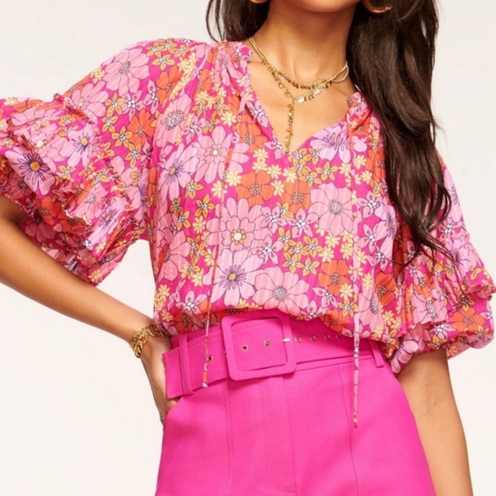 Ramy Brook Eugenia pink floral top